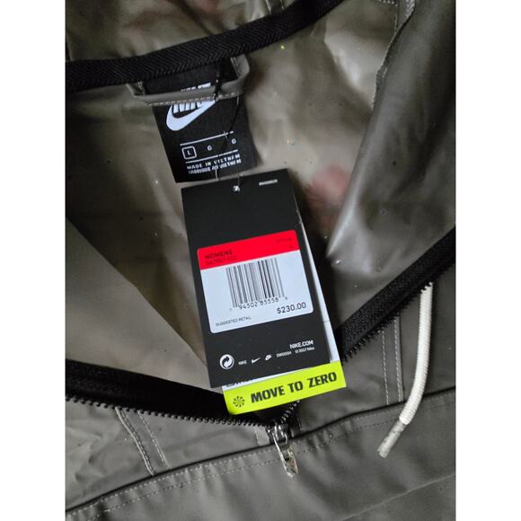 Nike Women's Translucent Hooded Speckled Gray Oversized Pullover Rain Coat SizeL - Picture 8 of 12